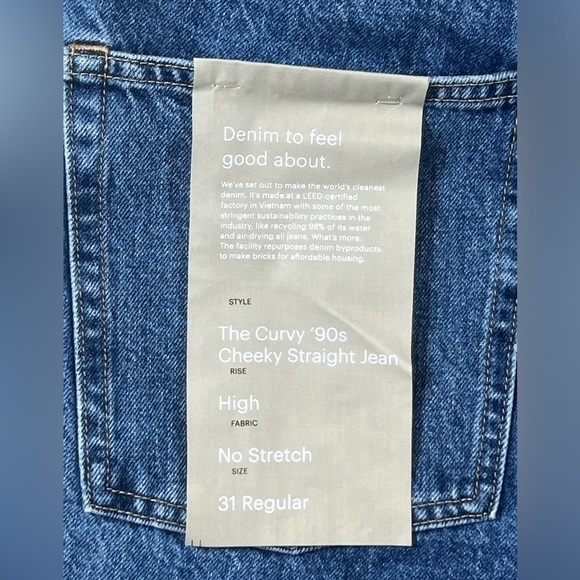 NWT Everlane Sz 31 Regular The Curvy 90’s Cheeky Straight Leg Jeans Medium Wash - Picture 10 of 14